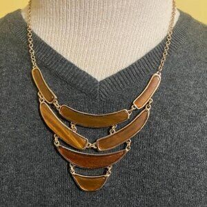 Gold tone bib necklace 21 inches length